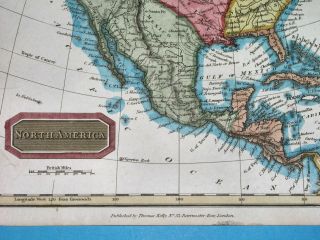 1817 UNUSUAL MAP TEXAS CALIFORNIA in MEXICO UNITED STATES CANADA 2