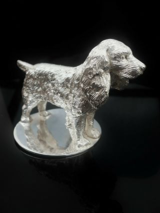 Silver SPANIEL Dog Model Figure,  Birmingham 1949,  A L Davenport Ltd 2