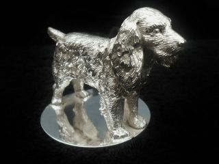 Silver SPANIEL Dog Model Figure,  Birmingham 1949,  A L Davenport Ltd 5