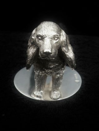 Silver SPANIEL Dog Model Figure,  Birmingham 1949,  A L Davenport Ltd 6