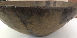 RARE 17thC.  HAND MADE COLONIAL WOODEN BOWL - ENORMOUS 16” 5