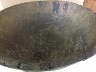 RARE 17thC.  HAND MADE COLONIAL WOODEN BOWL - ENORMOUS 16” 6