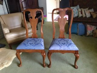 THOMASVILLE VTG Queen Anne Dining Side Chair PAIR (2),  Upholstery Cleaned, 2