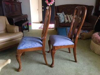 THOMASVILLE VTG Queen Anne Dining Side Chair PAIR (2),  Upholstery Cleaned, 8