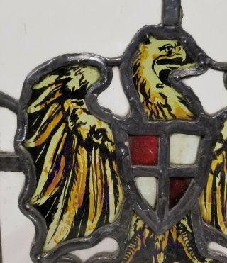 Antique 19th Century Style Stained Glass Window Panel Eagle Bird 3