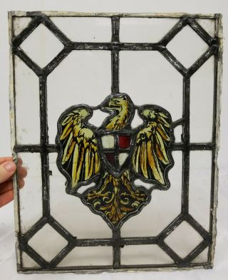 Antique 19th Century Style Stained Glass Window Panel Eagle Bird 6