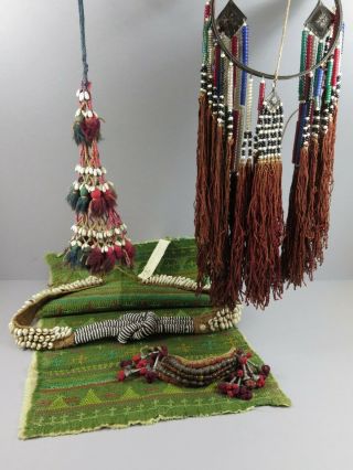 African & North African Tribal Collectables Kuba Beaded Belt Headdress Cloth