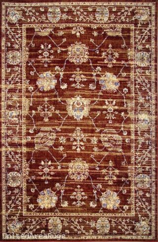 5x8 Area Rug Persian Oriental Traditional Design Antique Look Floral Dark Red