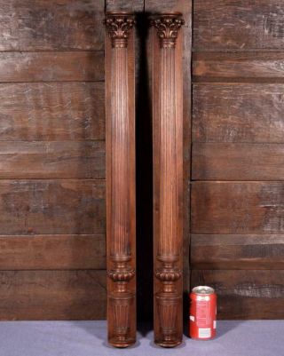 31 " French Antique Walnut Wood Posts/pillars/columns With Backings