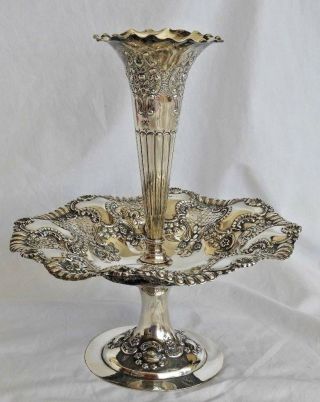 Antique Mappin & Webb Of London Repousse Sterling Silver Epergne 12 3/4 " Tall