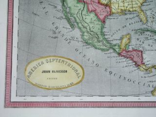 TEXAS REPUBLIC RARE spanish ANTIQUE MAP UNITED STATES CALIFORNIA in MEXICO 3