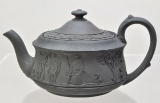 Rare 18th Century Antique Wedgwood Bell Black Basalt Teapot 1765