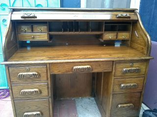 Antique Large Roll Top Desk,  Exquisite,  Family Heirloom.  $350.  00 2