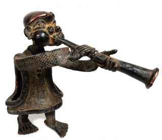 Mega Rare Antique African Tribal Tikar Cast Bronze Musician 2