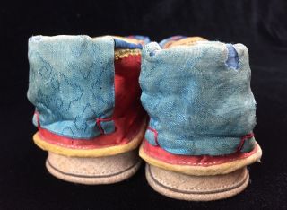 Antique Chinese Red Silk Embroidered Lotus Shoes Bound Feet Shoes 5 