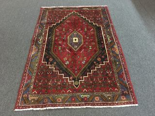 On Tribal Great Hand Knotted Persian Hamadan Rug Geometric Carpet 4 