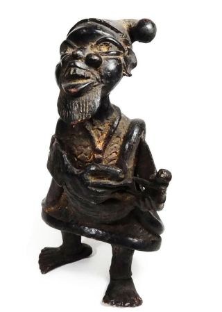 Mega Rare Antique African Tribal Tikar Cast Bronze Musician 1
