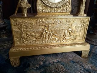 French antique gold bronze clock Empire 19 th 2