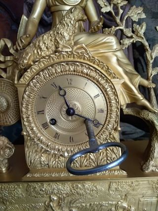 French antique gold bronze clock Empire 19 th 4