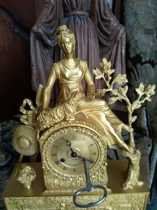 French antique gold bronze clock Empire 19 th 5