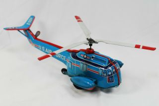 Vintage Japanese Wind - Up Tin Toy Helicopter Usaf Hss - 2 Marusan 30cm Exc