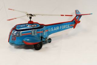 Vintage Japanese Wind - up Tin Toy Helicopter USAF HSS - 2 Marusan 30cm EXC 2
