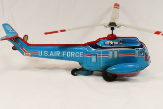 Vintage Japanese Wind - up Tin Toy Helicopter USAF HSS - 2 Marusan 30cm EXC 4