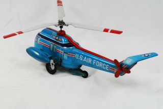 Vintage Japanese Wind - up Tin Toy Helicopter USAF HSS - 2 Marusan 30cm EXC 5