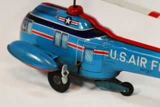 Vintage Japanese Wind - up Tin Toy Helicopter USAF HSS - 2 Marusan 30cm EXC 6
