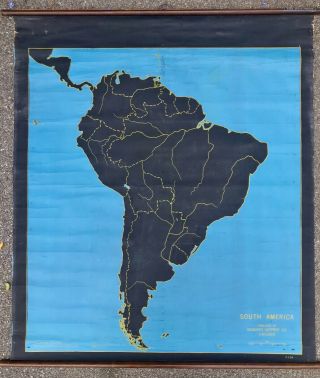 3 Denoyer Geppert 1940 ' s Slated Cloth Wall Map ' s,  N.  America,  Europe,  S.  America 2