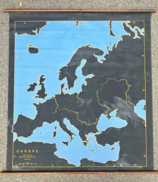 3 Denoyer Geppert 1940 ' s Slated Cloth Wall Map ' s,  N.  America,  Europe,  S.  America 3