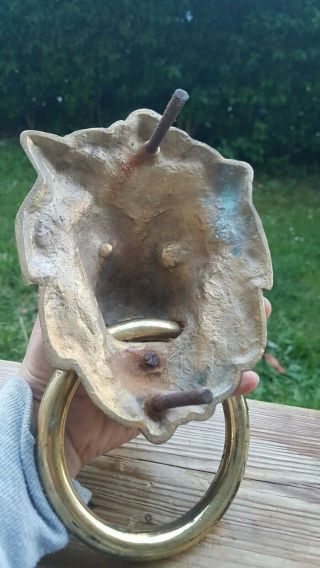 Vintage Solid Large Brass/ Bronze Lion ' s Head Door Knocker 2