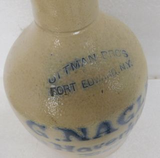 Antique Ottman Bros Fort Edward NY Stoneware glazed crock jug Boston 2