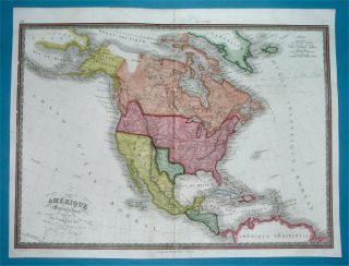 1840 Rare Map Texas As Pipe United States Florida York California