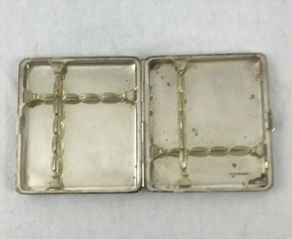 Japanese 950 Sterling Silver Cigarette Case.  Engraved Temple and Mt.  Fuji 4