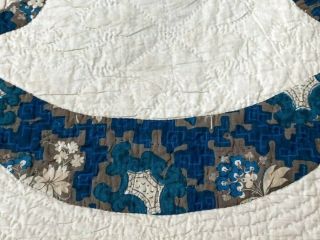 Early c 1830 - 40s Star Quilt Antique Swags Tassel 60 STARs Brillant Blue 10