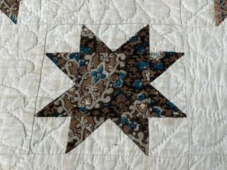 Early c 1830 - 40s Star Quilt Antique Swags Tassel 60 STARs Brillant Blue 3