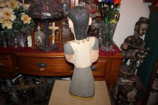 Antique Folk Art Wood Carving Creepy Woman Carrying Baby - Large Size - Americana 8
