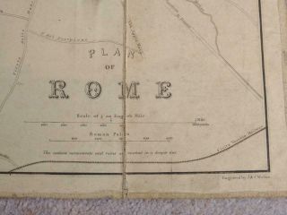 Antique J&C Walker Map Of Rome Monuments & Ruins Published By J Murray 1862 2