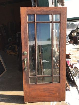 An 430 Antique Beveled Glass Townhouse Entry Door 36 X 78.  75