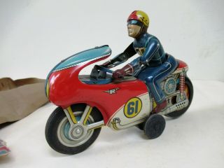 Vintage 1960 Japan Tn Nomura Tin Toy Motorcycle Box Friction Auto Racer Rare F 10