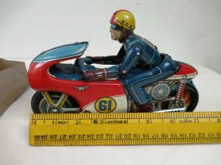 Vintage 1960 Japan Tn Nomura Tin Toy Motorcycle Box Friction Auto Racer Rare F 11