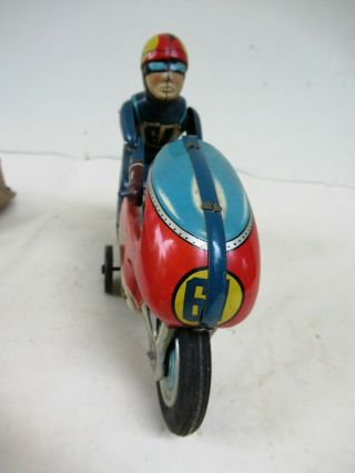 Vintage 1960 Japan Tn Nomura Tin Toy Motorcycle Box Friction Auto Racer Rare F 6