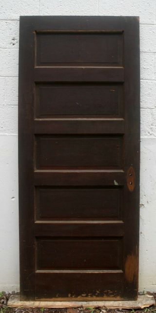 32 " X79 Antique Vintage Unpainted Interior Solid Wood Wooden Door Stacked 5 Panel