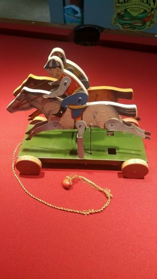 Vintage And Rare Horse Racing Pull Toy