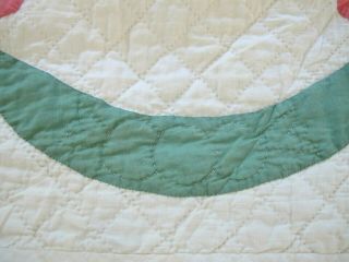 QUEEN Vintage Hand Sewn Densely Quilted All Cotton HANDS ALL AROUND Quilt,  Good 10