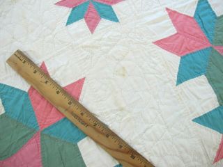 QUEEN Vintage Hand Sewn Densely Quilted All Cotton HANDS ALL AROUND Quilt,  Good 11