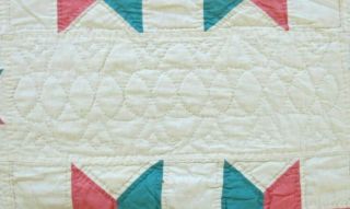 QUEEN Vintage Hand Sewn Densely Quilted All Cotton HANDS ALL AROUND Quilt,  Good 9
