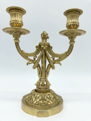 Antique Louis Xvi Ormolu Gilt Bronze Baroque Double Candelabra Candle Holder