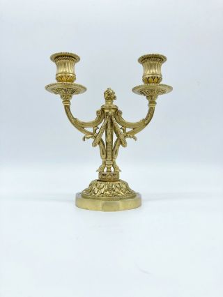 Antique Louis XVI Ormolu Gilt Bronze Baroque Double Candelabra Candle Holder 2